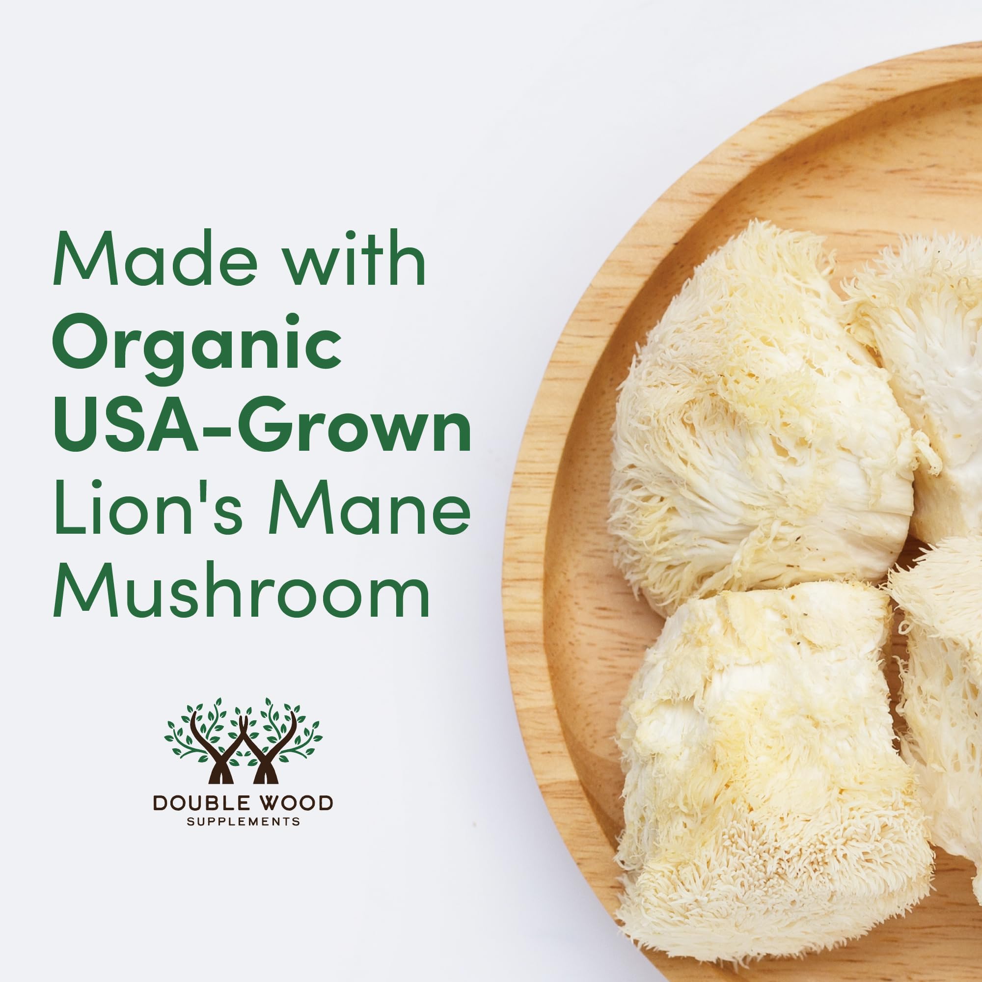 Double Wood Supplements Lion's Mane Mushroom (120 Count) and Turkey Tail Mushroom (120 Count) - Image 6