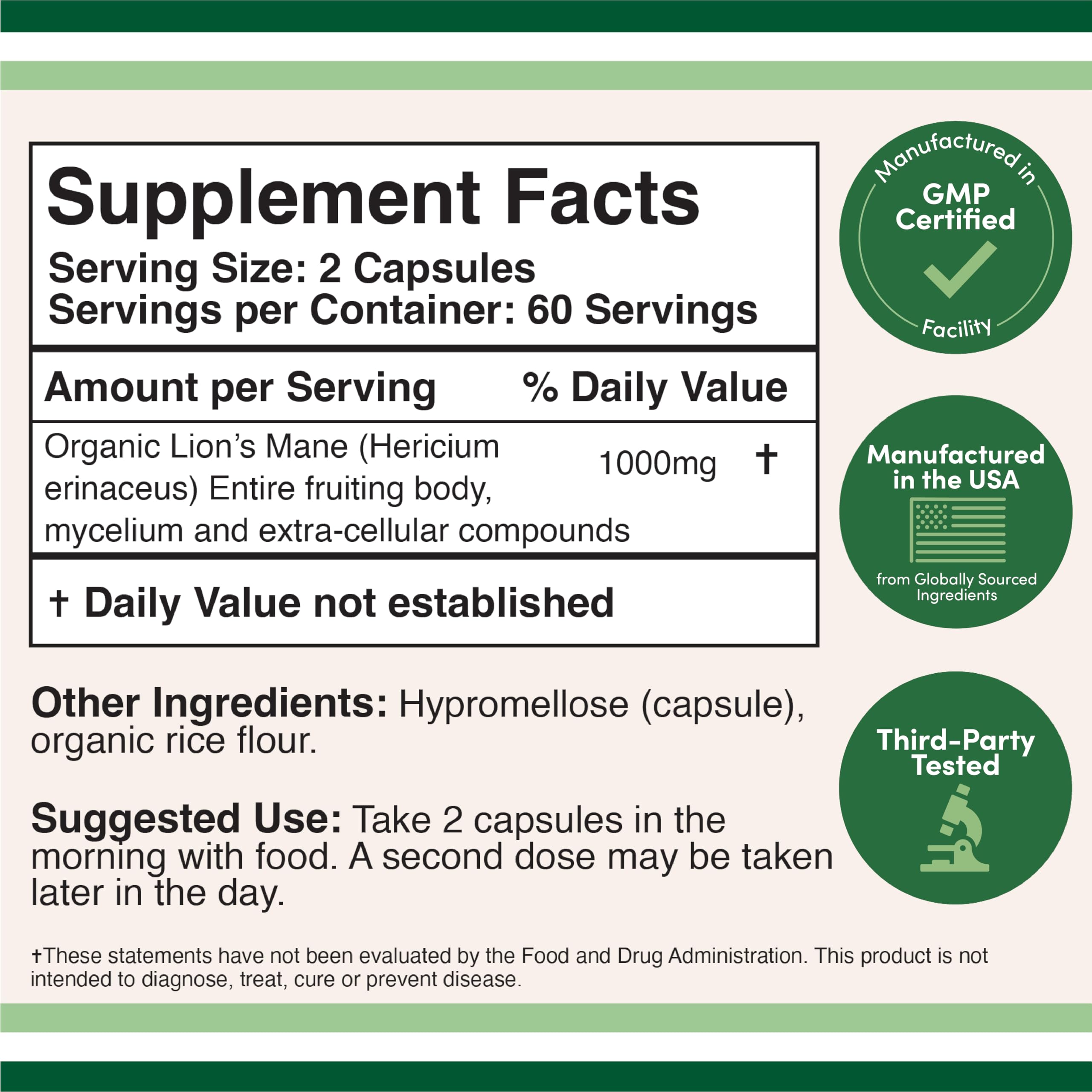 Double Wood Supplements Lion's Mane Mushroom (120 Count) and Turkey Tail Mushroom (120 Count) - Image 4