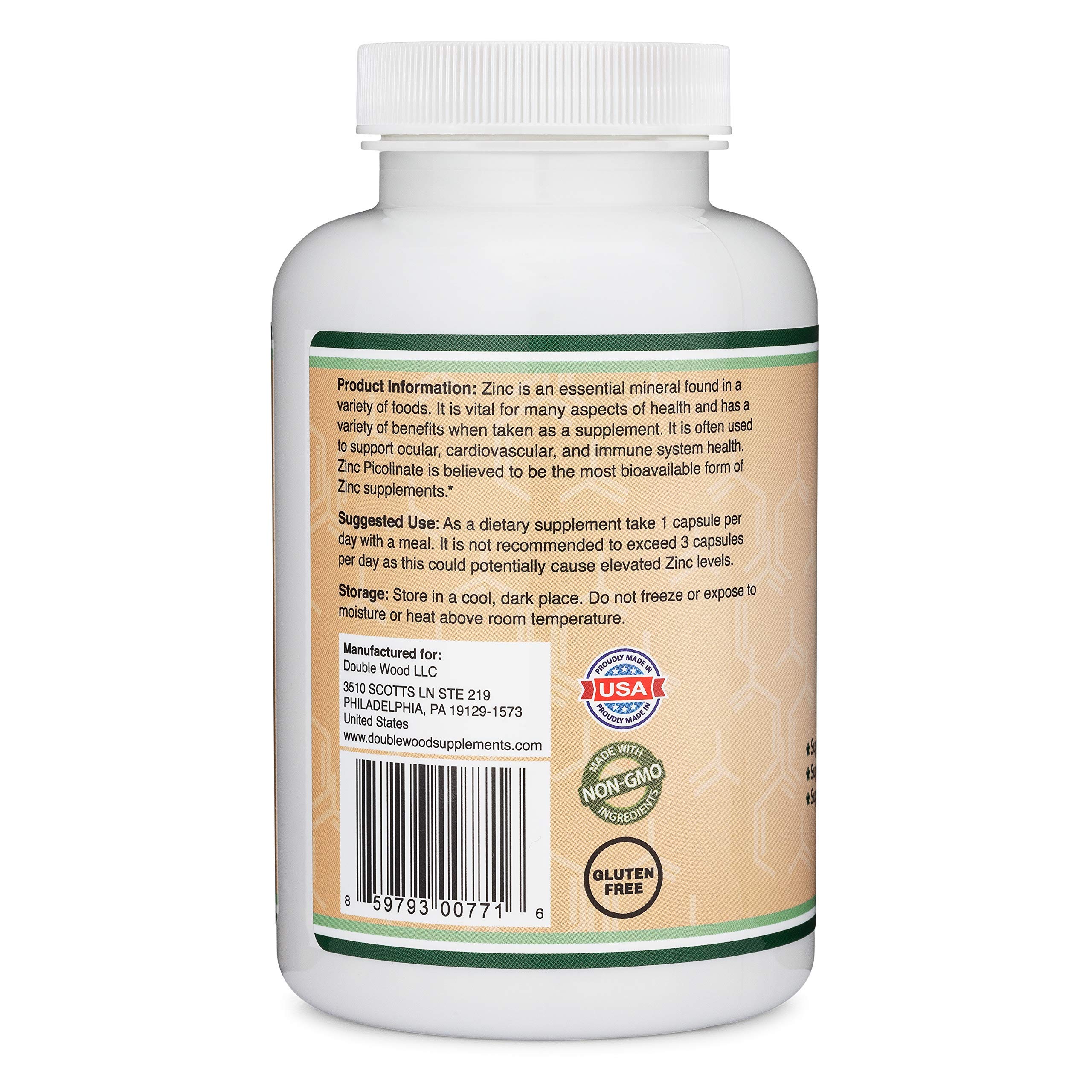 Double Wood Supplements Quercetin and Zinc Bundle - Support Immune System Health (120 Count Quercetin and 300 Count Zinc) - Image 7