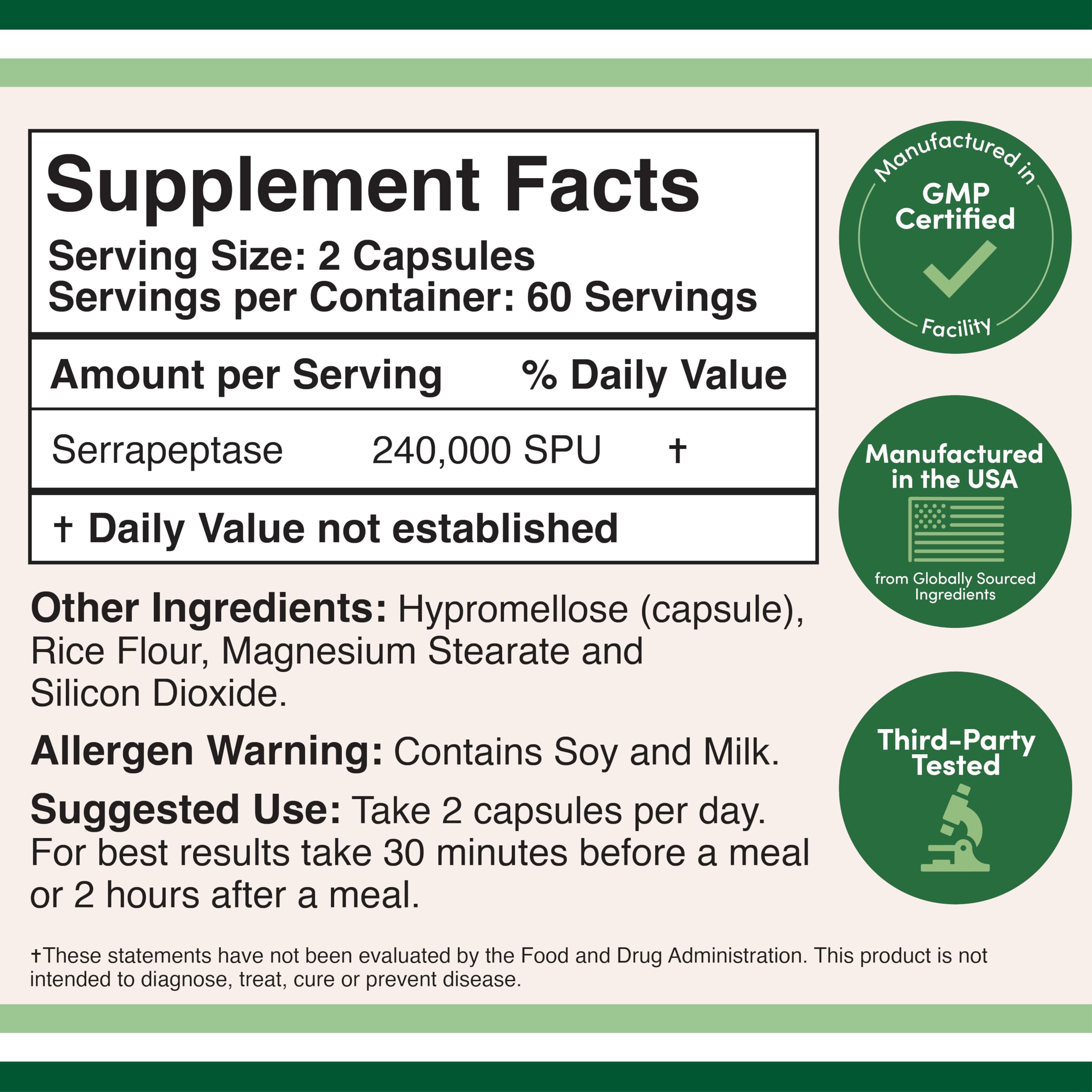 Nattokinase Supplement (120 Capsules), Serrapeptase (120 Capsules), Citrus Bergamot (60 Capsules) - Image 4