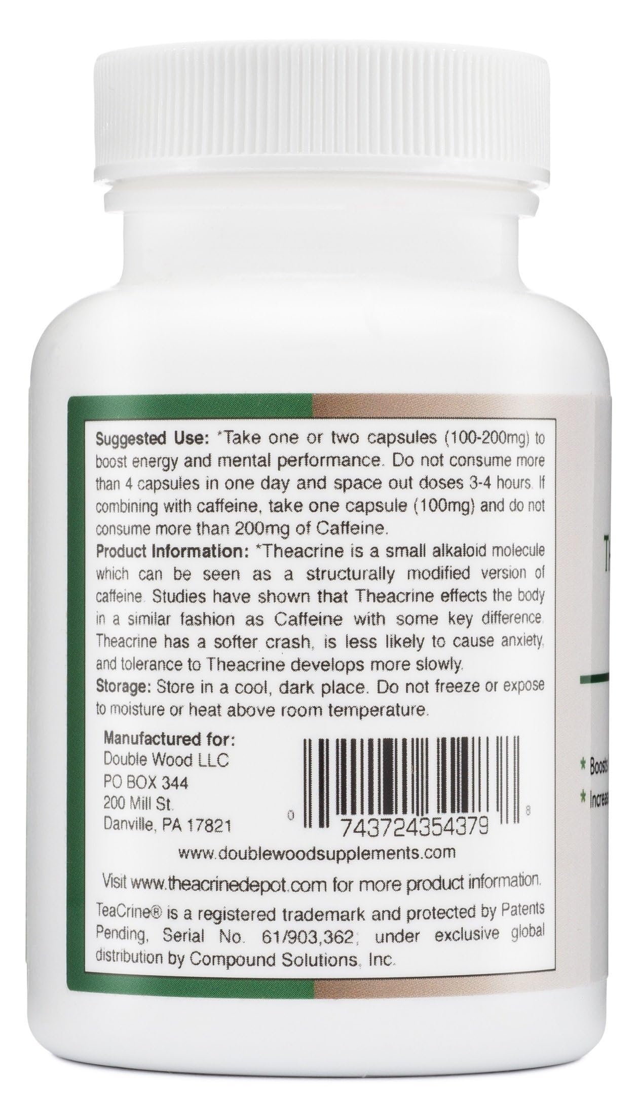 Theacrine (Teacrine) 100 Mg, 60 Capsules - Energy and Focus Supplement (Similar to Caffeine Pills but More Subtle and Longer Lasting) Non-GMO and Gluten Free by Double Wood - Image 4